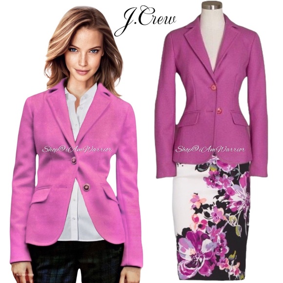 J.Crew rare azalea pink wool Lexington enamel button blazer shop@iamwarrior